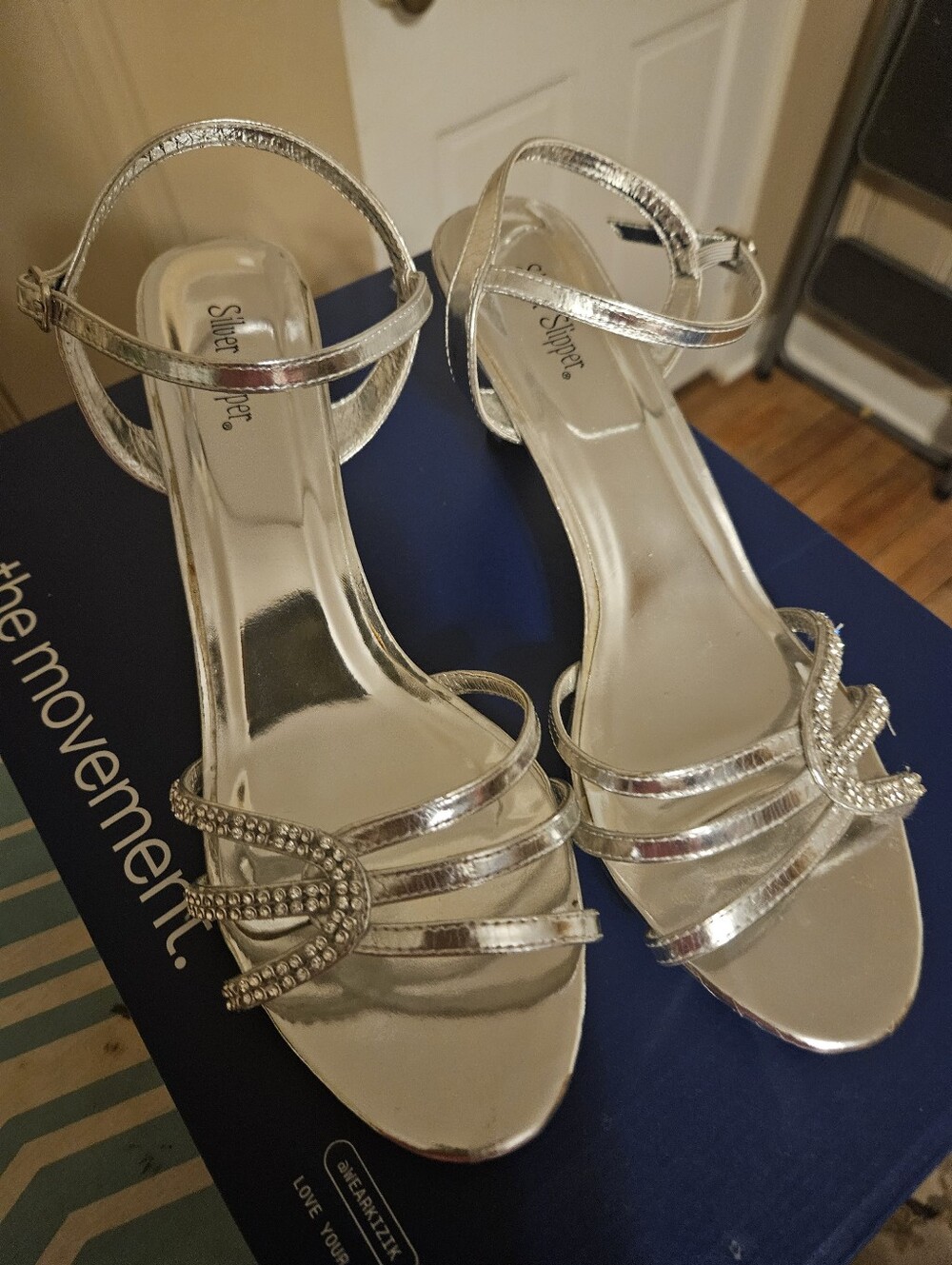 Silver Strappy Evening Sandals with Gorgeous Beading 11M